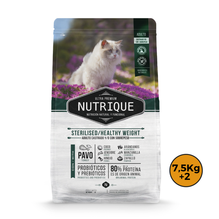 Nutrique Gato Castrado Esterilized 7,5 Kg + 2 Kg + Regalo