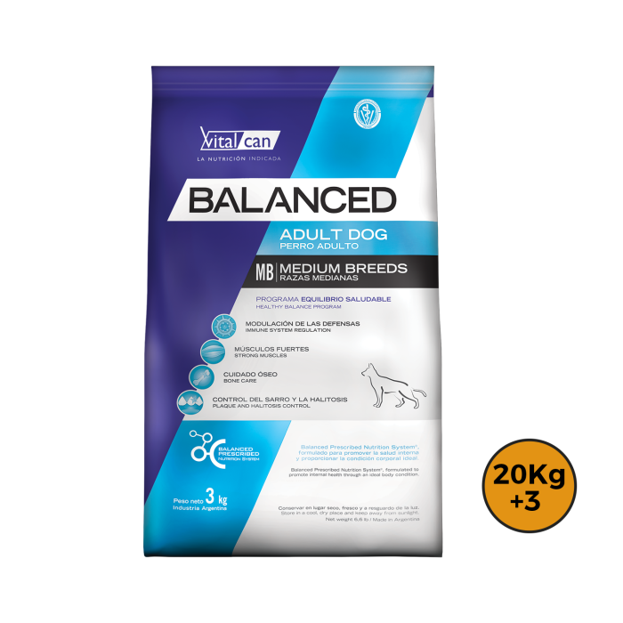 Balanced Adulto Razas Medianas 20 Kg + 3 Kg + Regalo
