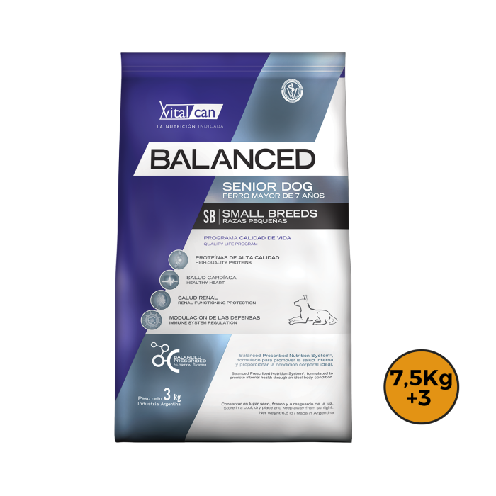 Balanced Senior Razas Pequeñas 7,5 Kg + 3 Kg + Regalo
